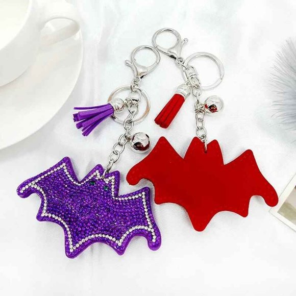 Bat Shaped Rhinestone Embellished Keychain/Bag Charm NWT - Picture 5 of 6